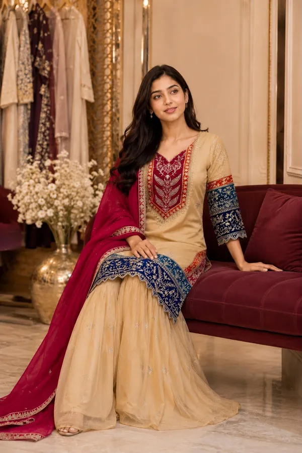 Heavy_3_Pieces_Suit_Pair_with_Embroidery_Work_&_Fancy_Lace