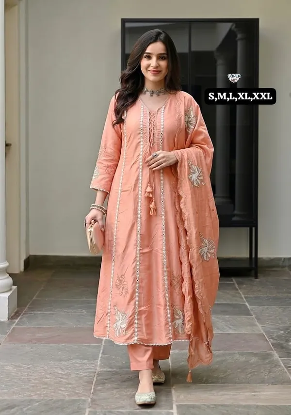 Heavy_Chanderi_Silk_Embroidered_Kurti_Set