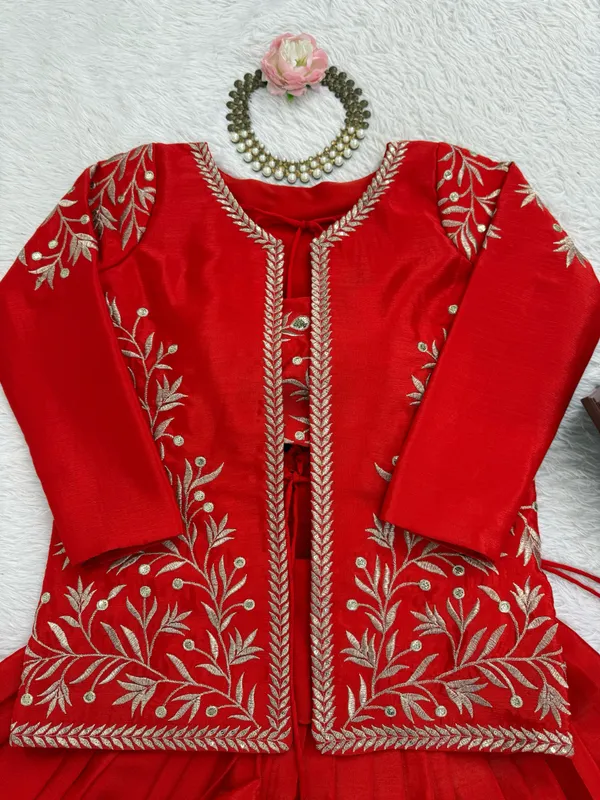 Heavy_Chinon_Silk_Lehenga_Choli_Koti_Set