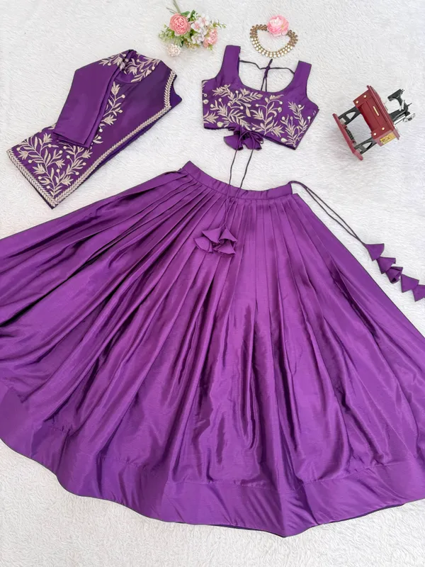 Heavy_Chinon_Silk_Lehenga_Choli_Koti_Set