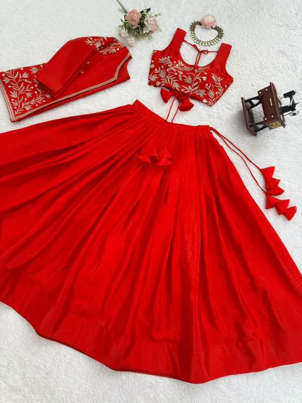 Heavy_Chinon_Silk_Lehenga_Choli_Koti_Set