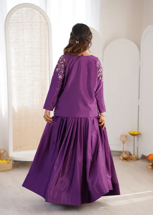 Heavy_Chinon_Silk_Lehenga_Choli_Koti_Set