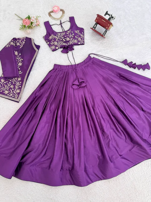 Heavy_Chinon_Silk_Lehenga_Choli_Koti_Set