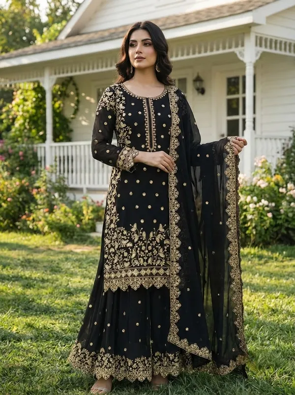 Heavy_Faux_Georgette_Embroidered_Top-Plazzo_and_Dupatta_Set