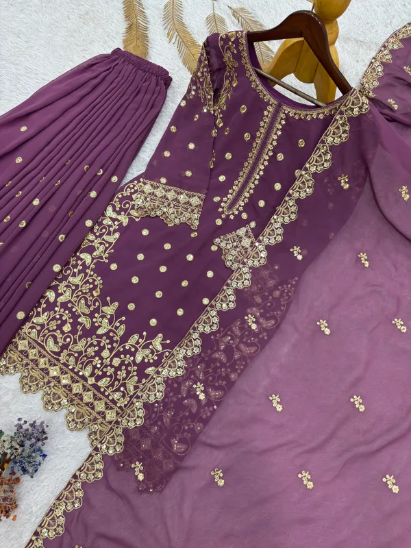 Heavy_Faux_Georgette_Embroidered_Top-Plazzo_and_Dupatta_Set
