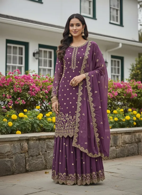 Heavy_Faux_Georgette_Embroidered_Top-Plazzo_and_Dupatta_Set