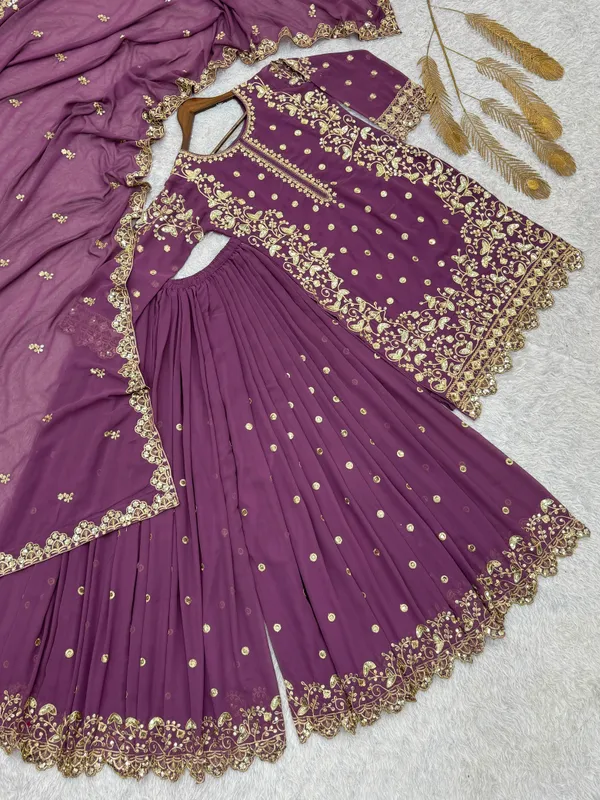 Heavy_Faux_Georgette_Embroidered_Top-Plazzo_and_Dupatta_Set