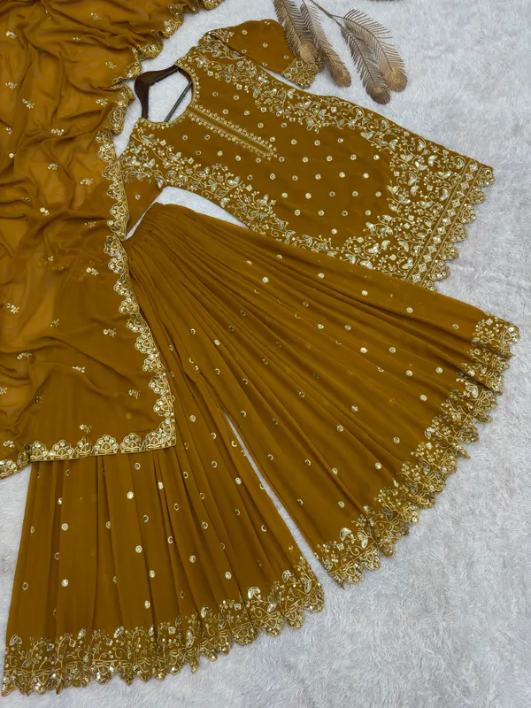 Heavy_Faux_Georgette_Embroidered_Top-Plazzo_and_Dupatta_Set