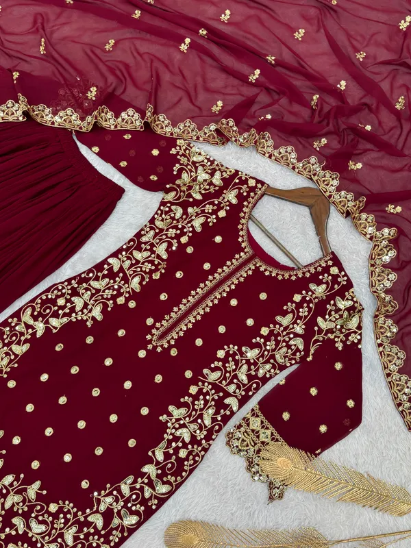 Heavy_Faux_Georgette_Embroidered_Top-Plazzo_and_Dupatta_Set
