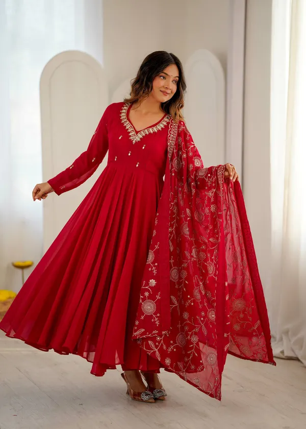 Khatli_Work_with_Real_Mirror_Designer_Anarkali_Three_Piece_Set