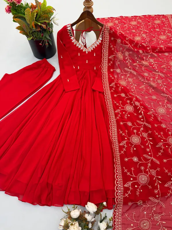 Khatli_Work_with_Real_Mirror_Designer_Anarkali_Three_Piece_Set