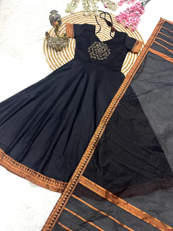 Pattu_Cotton_Traditional_Top_Dupatta_Set