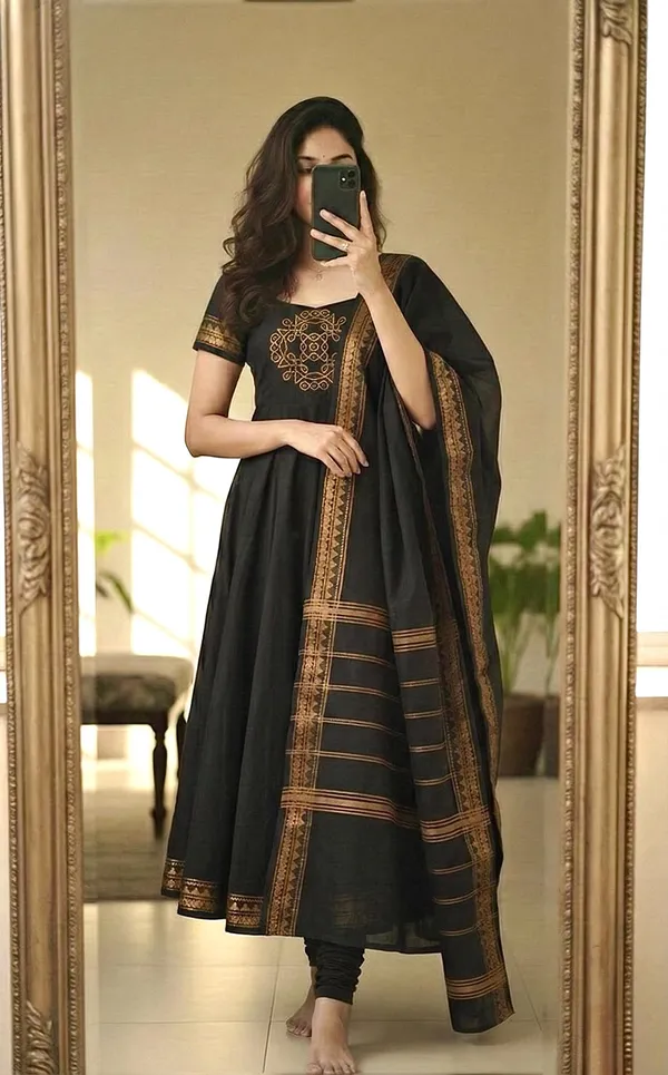 Pattu_Cotton_Traditional_Top_Dupatta_Set