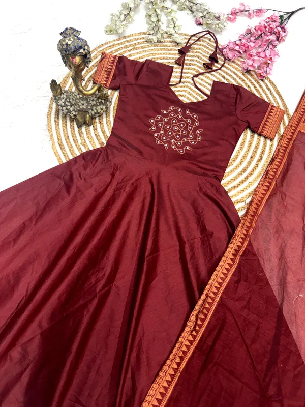 Pattu_Cotton_Traditional_Top_Dupatta_Set