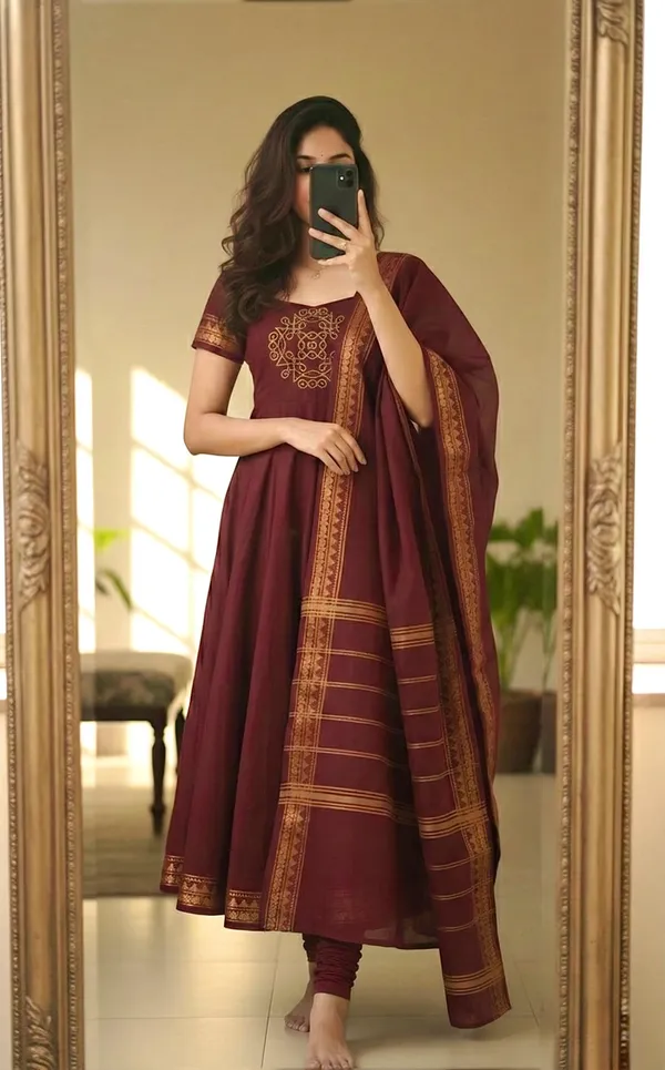Pattu_Cotton_Traditional_Top_Dupatta_Set