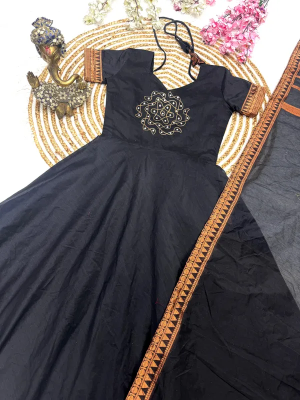 Pattu_Cotton_Traditional_Top_Dupatta_Set