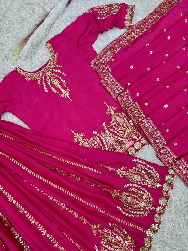 Pure_Chinon_Silk_Embroidered_Fancy_Kurti_Plazzo_Dupatta_Set