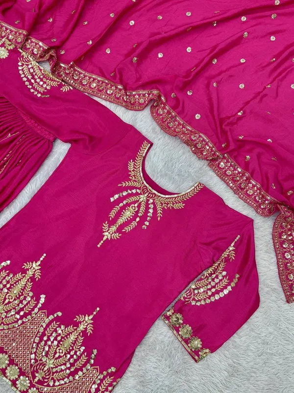 Pure_Chinon_Silk_Embroidered_Fancy_Kurti_Plazzo_Dupatta_Set