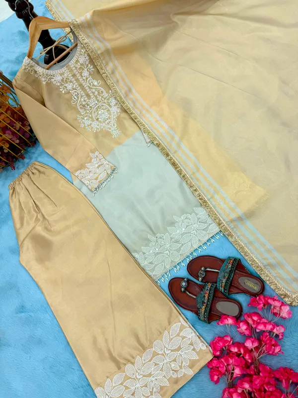 Pure_Dual_Tone_Banarasi_Silk_Top_Plazzo_Set