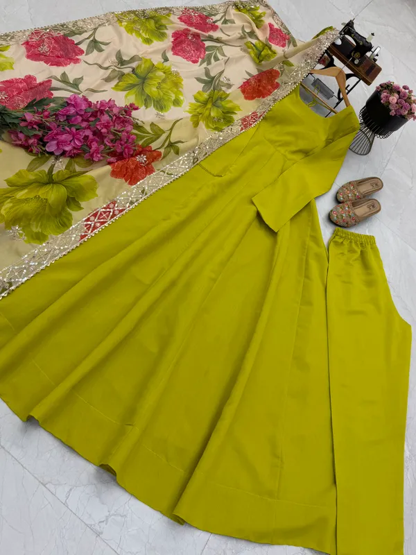 Pure_Romansilk_Chanderi_Designer_Party_Gown_with_Jacket_and_Dupatta_Set