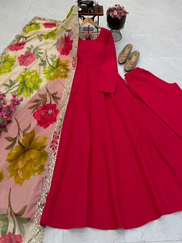 Pure_Romansilk_Chanderi_Designer_Party_Gown_with_Jacket_and_Dupatta_Set