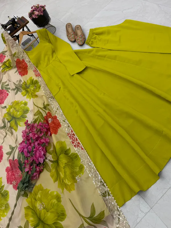 Pure_Romansilk_Chanderi_Designer_Party_Gown_with_Jacket_and_Dupatta_Set