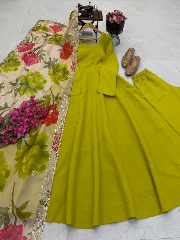 Pure_Romansilk_Chanderi_Designer_Party_Gown_with_Jacket_and_Dupatta_Set