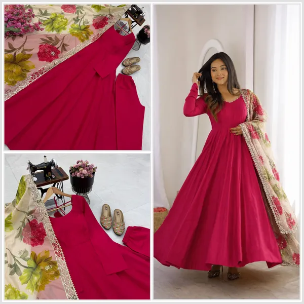Pure_Romansilk_Chanderi_Designer_Party_Gown_with_Jacket_and_Dupatta_Set