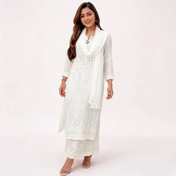Premium_White_Maslin_Embroidered_Kurti_Set_With_Palazzo_And_Dupatta