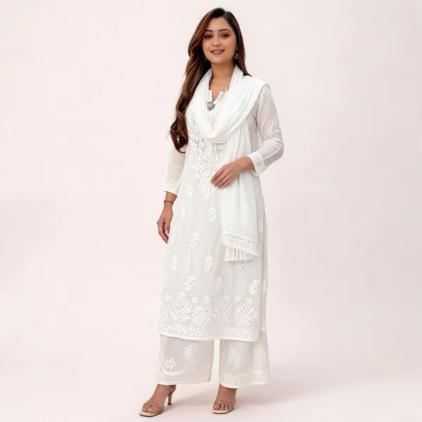 Premium_White_Maslin_Embroidered_Kurti_Set_With_Palazzo_And_Dupatta