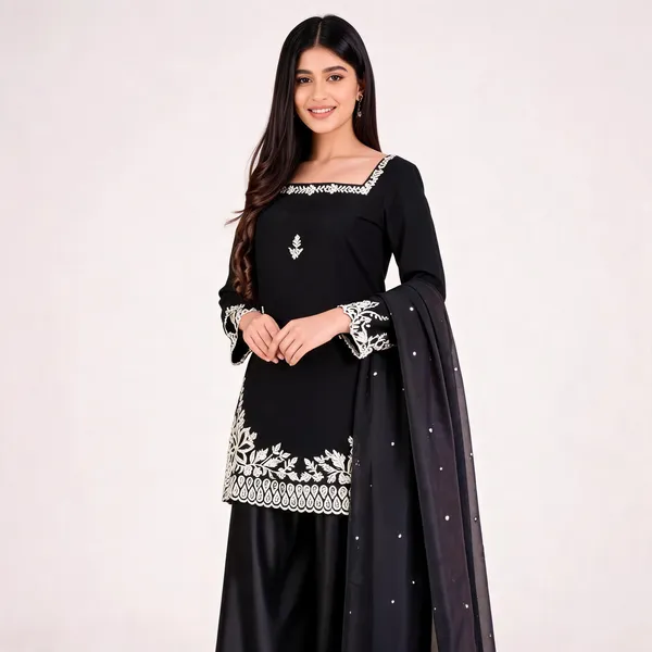Black_Luxury_Heavy_Crepe_Embroidered_Kurti_Palazzo_Set_with_Tibby_Silk_Dupatta