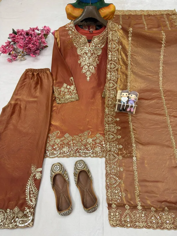 Peach_Gold_Embroidered_Pakistani_Suit_|_Wedding_Party_Wear_|_Indian_Ethnic_Dress_|_Designer_Salwar_Kameez_Set