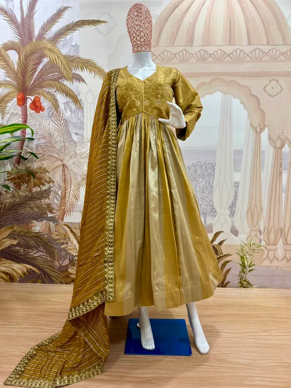 Rakshabandhan_Special_Banarasi_Silk_Gown_with_Dupatta