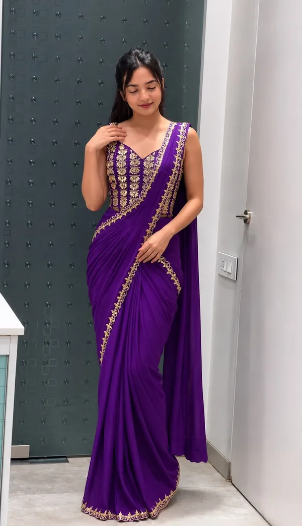 Ready-to-Wear_Saree_with_Golden_Foil_Embroidery
