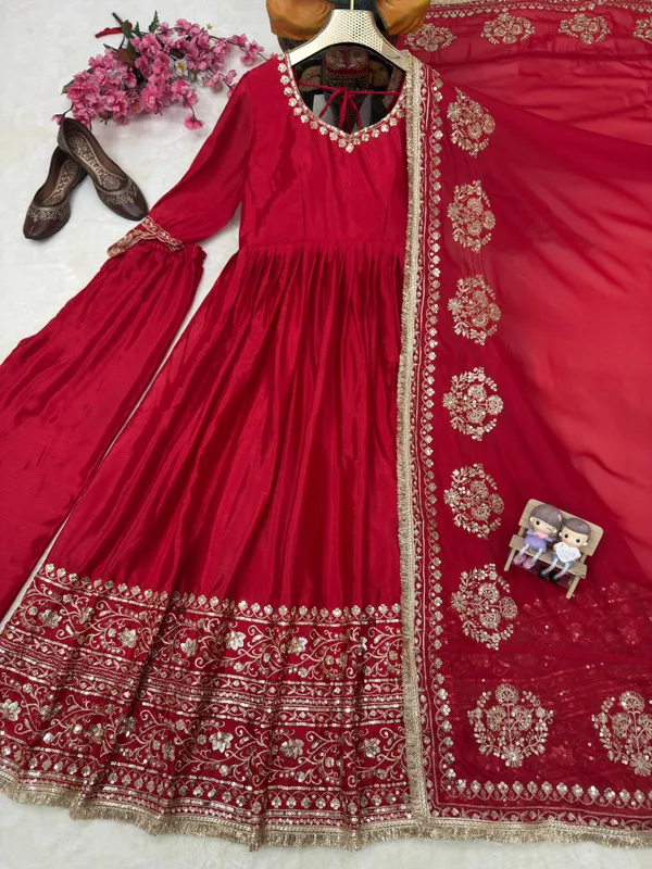 Red_Designer_Anarkali_Gown_Set_with_Pant_&_Dupatta_for_Women