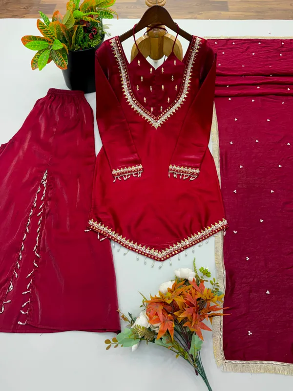Roman_Glass_Real_Mirror_Work_Top_Plazzo_Dupatta_Set
