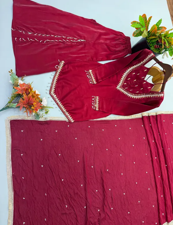 Roman_Glass_Real_Mirror_Work_Top_Plazzo_Dupatta_Set
