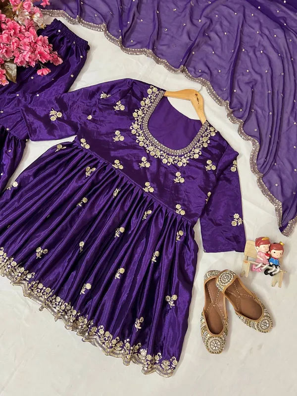 Royal_Purple_Kediya_Style_Chinon_Silk_Sharara_Set