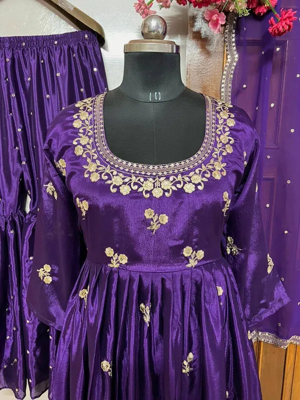 Royal_Purple_Kediya_Style_Chinon_Silk_Sharara_Set