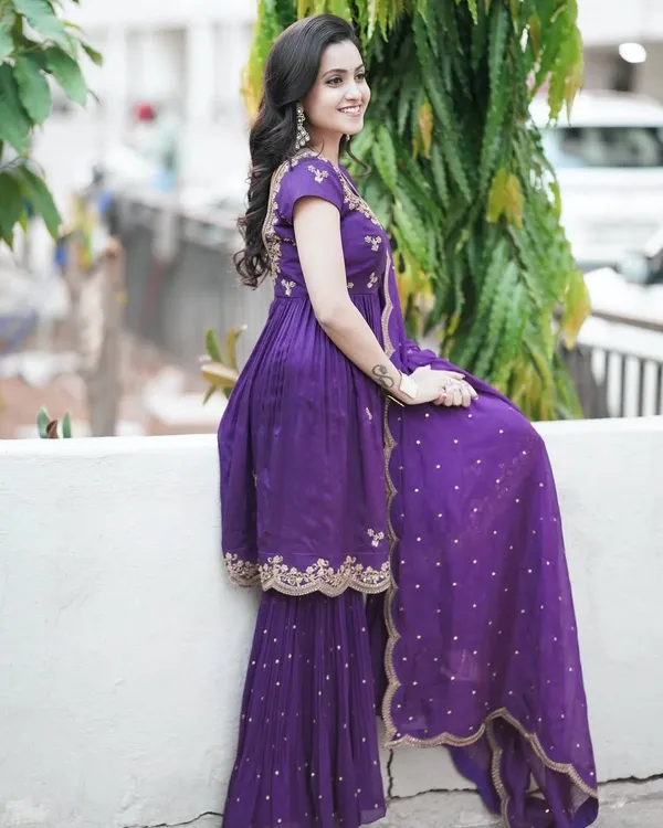 Royal_Purple_Kediya_Style_Chinon_Silk_Sharara_Set