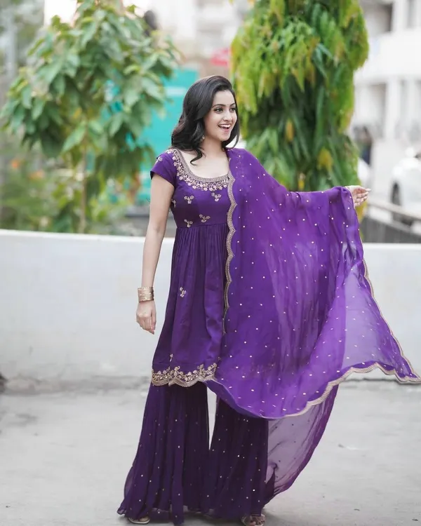 Royal_Purple_Kediya_Style_Chinon_Silk_Sharara_Set