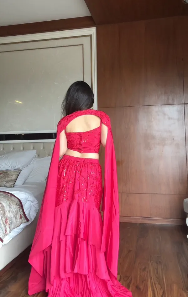 Ruffled_Layered_French_Crepe_Lehenga_Set_with_Cape_Dupatta