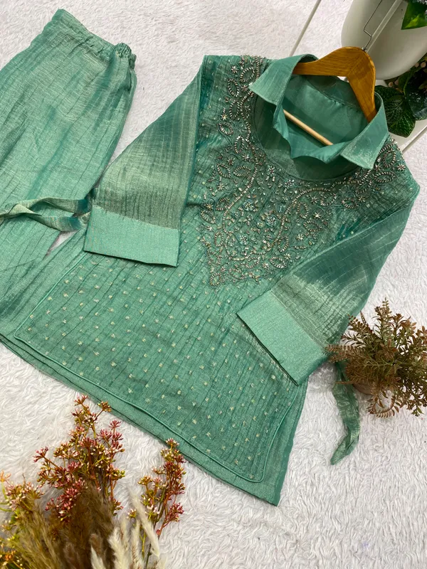 Salsa_Silk_Designer_Shirt_Pant_with_Hand_Embroidered_Shrug