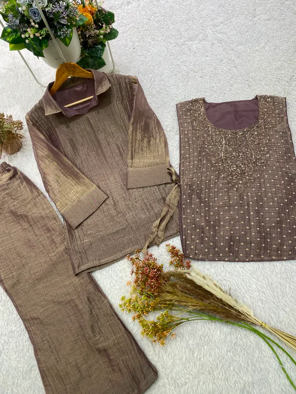 Salsa_Silk_Designer_Shirt_Pant_with_Hand_Embroidered_Shrug