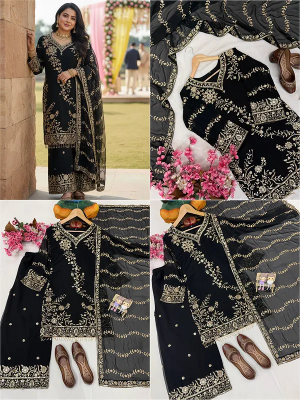 Semi_Faux_Georgette_Kurti_Plazzo_Dupatta_Set