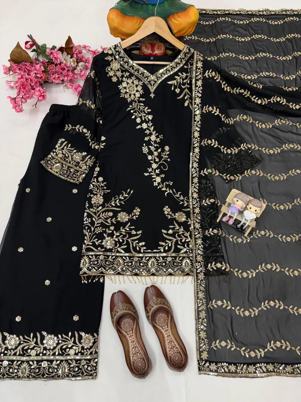 Semi_Faux_Georgette_Kurti_Plazzo_Dupatta_Set