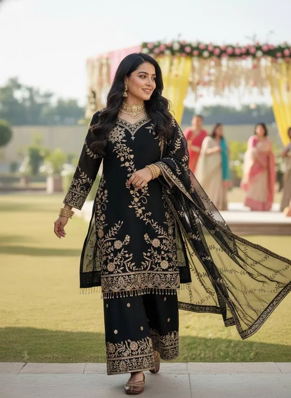 Semi_Faux_Georgette_Kurti_Plazzo_Dupatta_Set