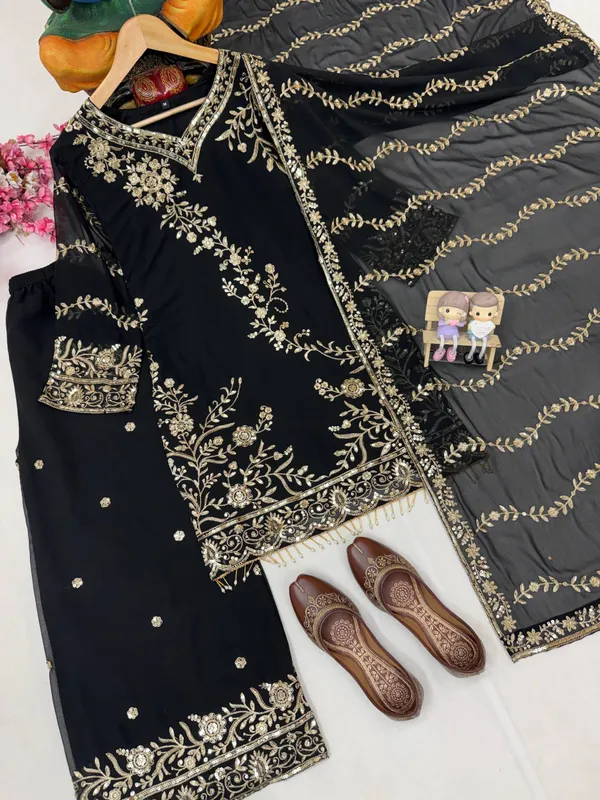 Semi_Faux_Georgette_Kurti_Plazzo_Dupatta_Set