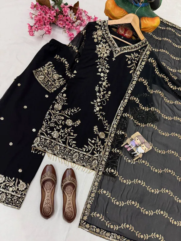 Semi_Faux_Georgette_Kurti_Plazzo_Dupatta_Set