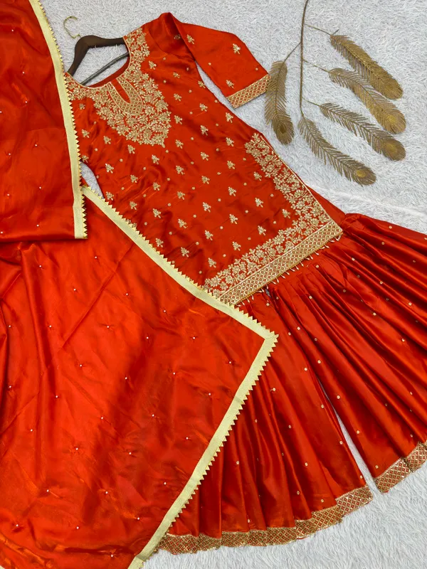 Stylish_Pure_GMY_Silk_Top_Sharara_Dupatta_Set